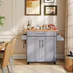 Desserte de cuisine roulante avec rangement, porte-serviettes et porte-épices Blanc/Noir/Cerisier/Gris