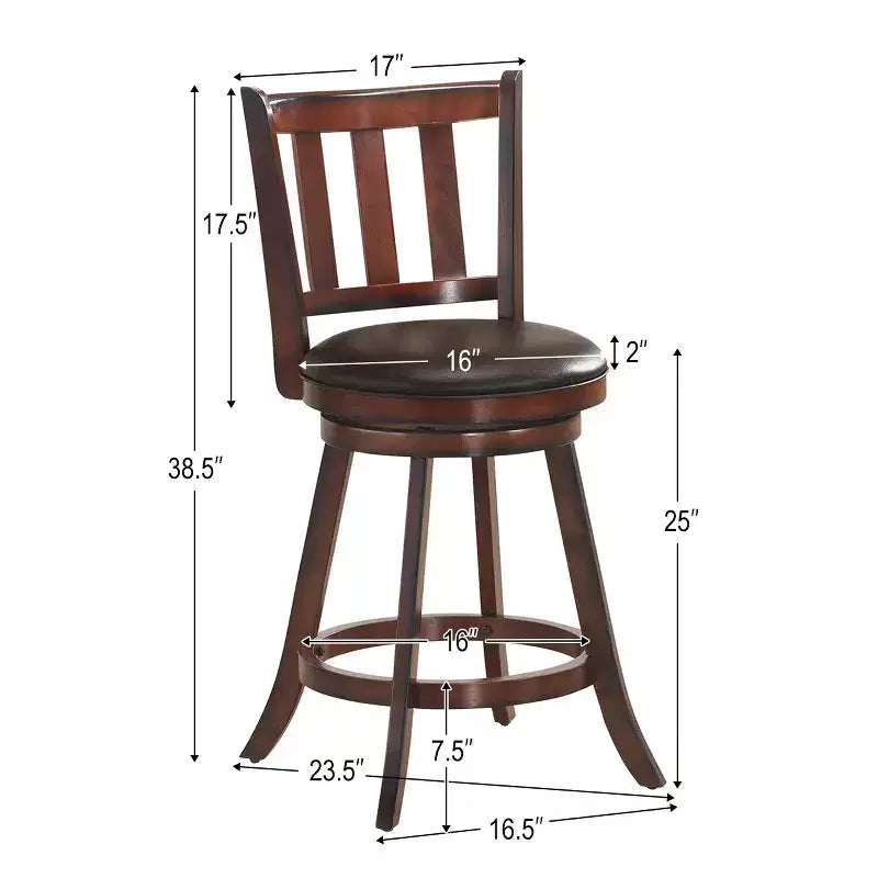 Tabouret de bar pivotant 25'' en cuir rembourré pour cuisine, pub, bistrot, chaise haute