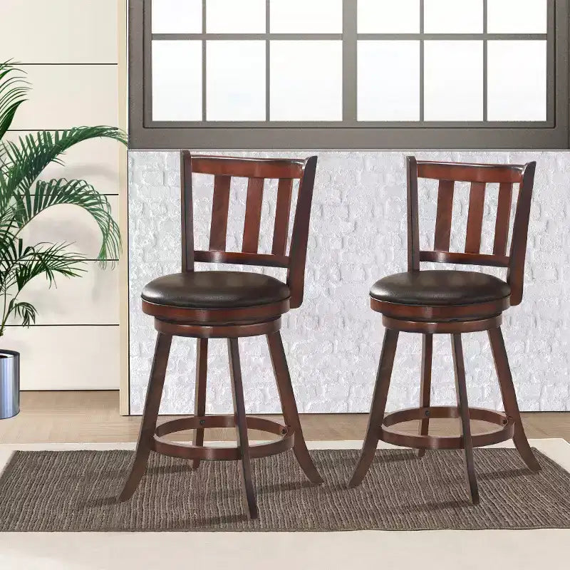 Tabouret de bar pivotant 25'' en cuir rembourré pour cuisine, pub, bistrot, chaise haute