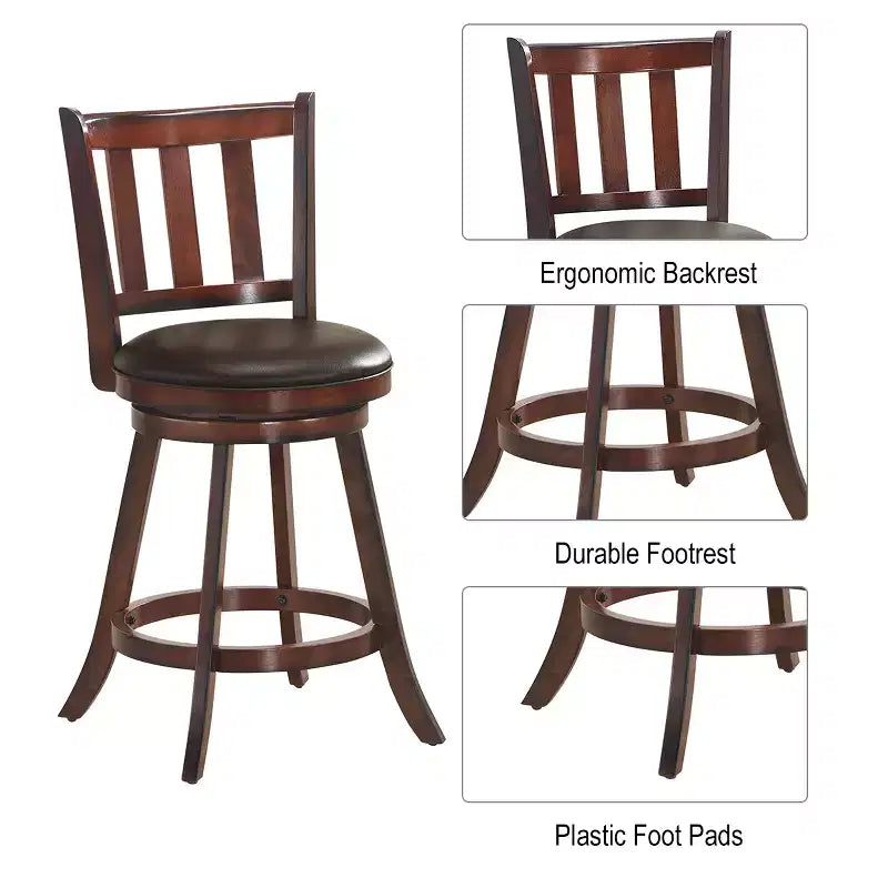 Tabouret de bar pivotant 25'' en cuir rembourré pour cuisine, pub, bistrot, chaise haute