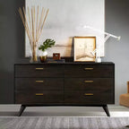 Commode moderne du milieu du siècle à 6 tiroirs