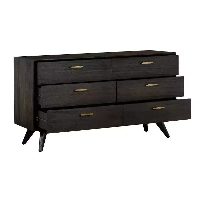 Commode moderne du milieu du siècle à 6 tiroirs