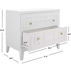Table de chevet 2 tiroirs - Blanc/Or