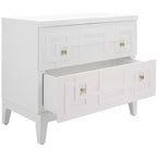 Table de chevet 2 tiroirs - Blanc/Or