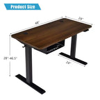 Bureau debout électrique de 122 cm réglable en hauteur avec panneau de contrôle et port USB Rustique/Noyer