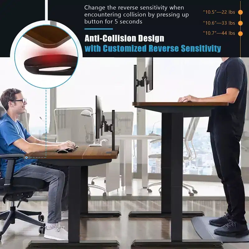 Bureau debout électrique de 122 cm réglable en hauteur avec panneau de contrôle et port USB Rustique/Noyer