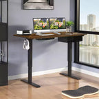 Bureau debout électrique de 122 cm réglable en hauteur avec panneau de contrôle et port USB Rustique/Noyer