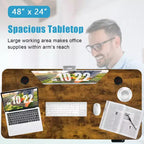 Bureau debout électrique de 122 cm réglable en hauteur avec panneau de contrôle et port USB Rustique/Noyer